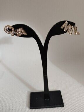 Gold Crystal Letter Stud Earrings - CHA / NEL